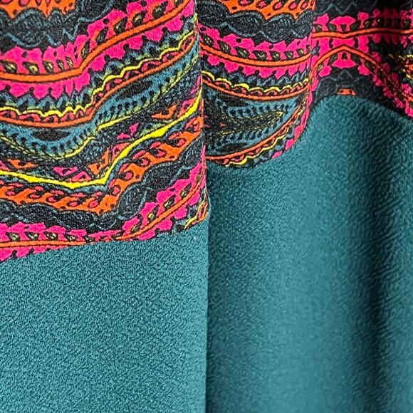 LuLaRoe Amelia XS Fit & Flare Dress Green Pink Geometric Fall Print - Picture 6 of 12